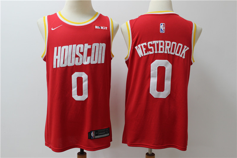 Rockets 0 Russell Westbrook Red Nike Retro Swingman Jersey