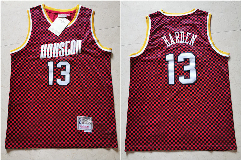 Rockets 13 James Harden Red Checkerboard Hardwood Classics Jersey Rockets 13 James Harden Red Checkerboard Hardwood Classics Jersey