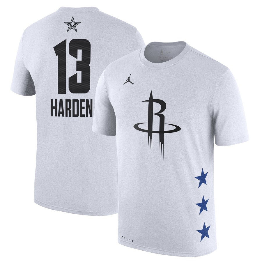 Rockets 13 James Harden White 2019 NBA All-Star Game Men's T-Shirt Rockets 13 James Harden White 2019 NBA All-Star Game Men's T-Shirt