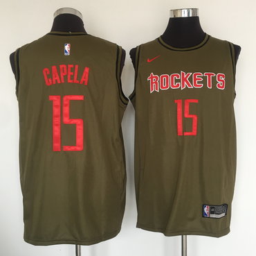 Rockets 15 Clint Cepela Olive Nike Swingman Jersey