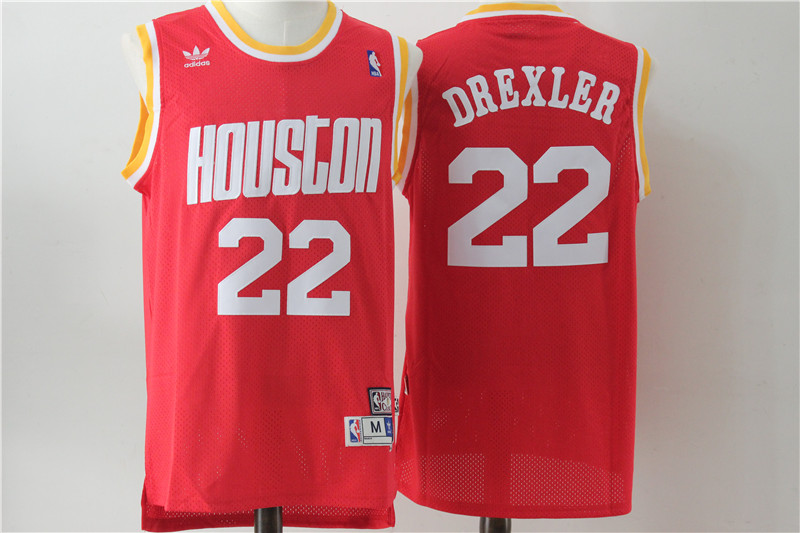 Rockets 22 Clyde Drexler Red Hardwood Classics Jersey