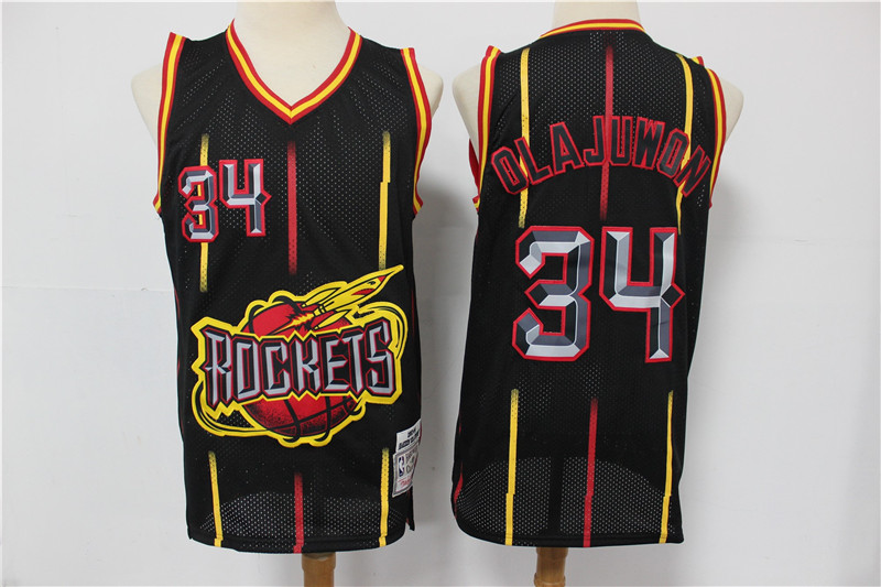 Rockets 34 Hakeem Olajuwon Black Hardwood Classics Jersey Rockets 34 Hakeem Olajuwon Black Hardwood Classics Jersey