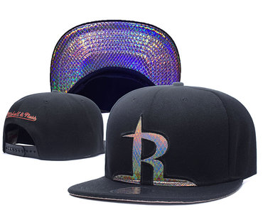 Rockets Sequins Logo Black Mitchell & Ness Adjustable Hat GS