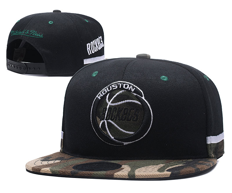 Rockets Team Logo Black Camo Mitchell & Ness Adjustable Hat YD