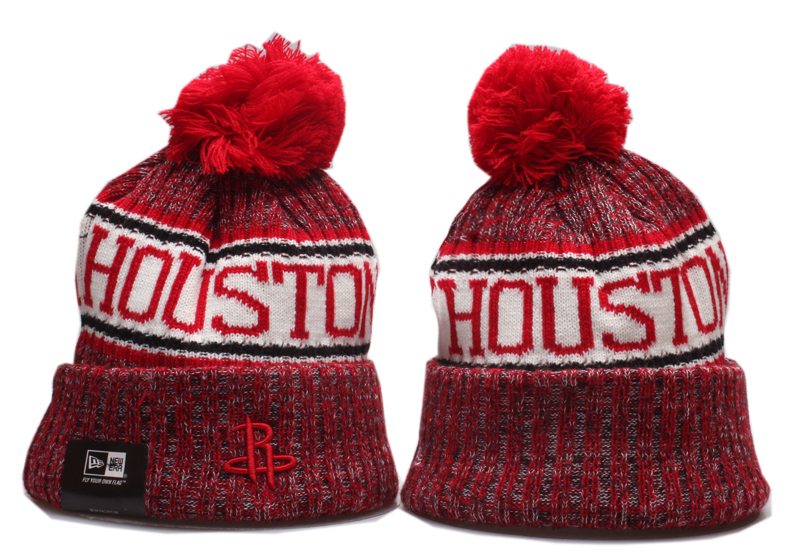 Rockets Team Logo Red Cuffed Pom Knit Hat YP