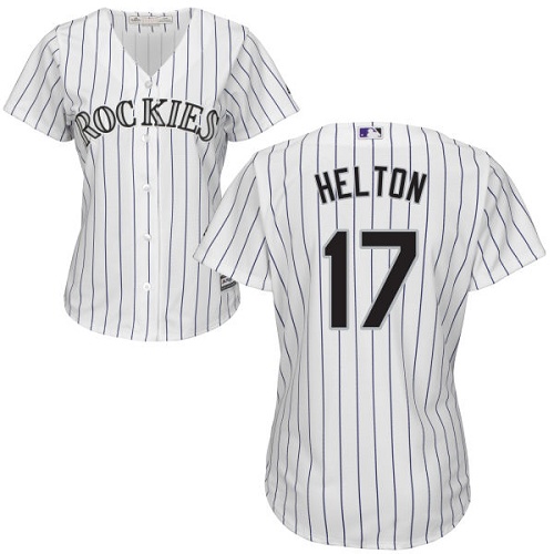 Rockies #17 Todd Helton White Strip Home Women's Stitched MLB Jersey Rockies #17 Todd Helton White Strip Home Women's Stitched MLB Jersey
