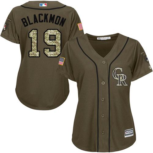 Rockies #19 Charlie Blackmon Green Salute to Service Women's Stitched MLB Jersey Rockies #19 Charlie Blackmon Green Salute to Service Women's Stitched MLB Jersey