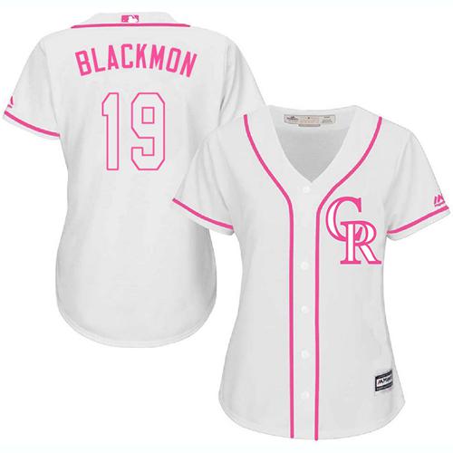 Rockies #19 Charlie Blackmon White Pink Fashion Women's Stitched MLB Jersey Rockies #19 Charlie Blackmon White Pink Fashion Women's Stitched MLB Jersey