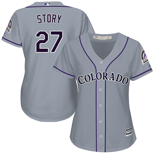 Rockies #27 Trevor Story Grey Road Women's Stitched MLB Jersey Rockies #27 Trevor Story Grey Road Women's Stitched MLB Jersey