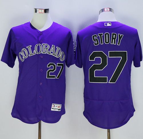 Rockies #27 Trevor Story Purple Flexbase Authentic Collection Stitched MLB Jersey