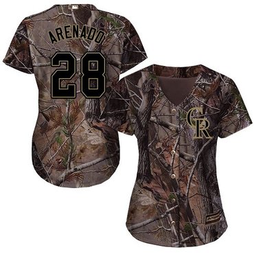 Rockies #28 Nolan Arenado Camo Realtree Collection Cool Base Women's Stitched Baseball Jersey Rockies #28 Nolan Arenado Camo Realtree Collection Cool Base Women's Stitched Baseball Jersey