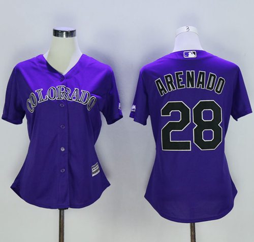 Rockies #28 Nolan Arenado Purple Alternate Women's Stitched MLB Jersey Rockies #28 Nolan Arenado Purple Alternate Women's Stitched MLB Jersey