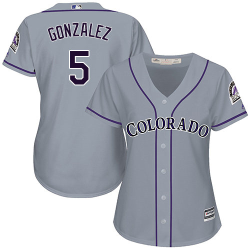 Rockies #5 Carlos Gonzalez Grey Road Women's Stitched MLB Jersey Rockies #5 Carlos Gonzalez Grey Road Women's Stitched MLB Jersey