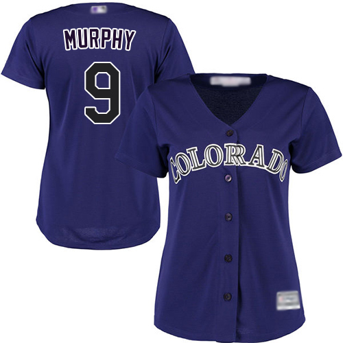 Rockies #9 Daniel Murphy Purple Alternate Women's Stitched Baseball Jersey Rockies #9 Daniel Murphy Purple Alternate Women's Stitched Baseball Jersey