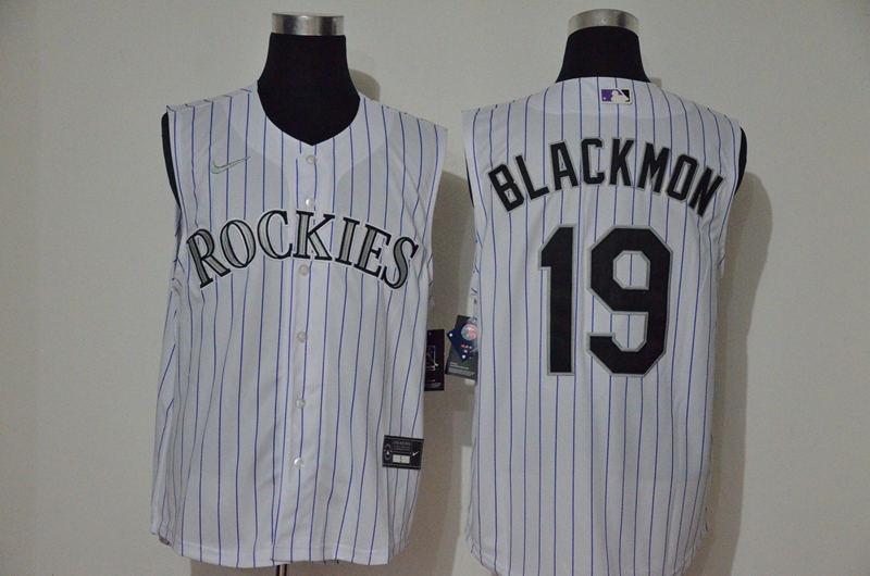 Rockies 19 Charlie Blackmon White Nike Cool Base Sleeveless Jersey Rockies 19 Charlie Blackmon White Nike Cool Base Sleeveless Jersey