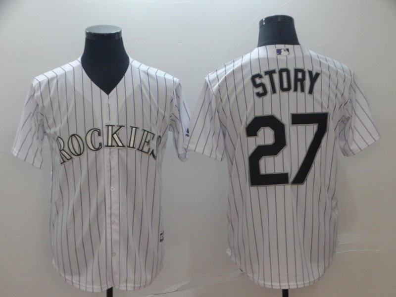 Rockies 27 Trevor Story White Cool Base Jersey Rockies 27 Trevor Story White Cool Base Jersey