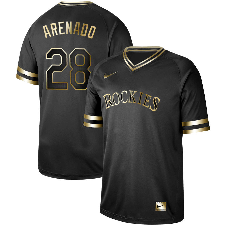 Rockies 28 Nolan Arenado Black Gold Nike Cooperstown Collection Legend V Neck Jersey Rockies 28 Nolan Arenado Black Gold Nike Cooperstown Collection Legend V Neck Jersey
