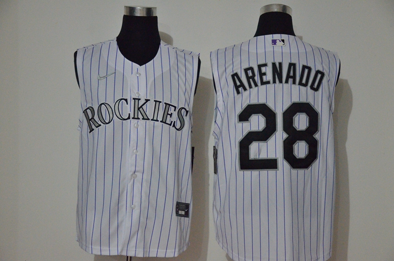 Rockies 28 Nolan Arenado White Nike Cool Base Sleeveless Jersey Rockies 28 Nolan Arenado White Nike Cool Base Sleeveless Jersey