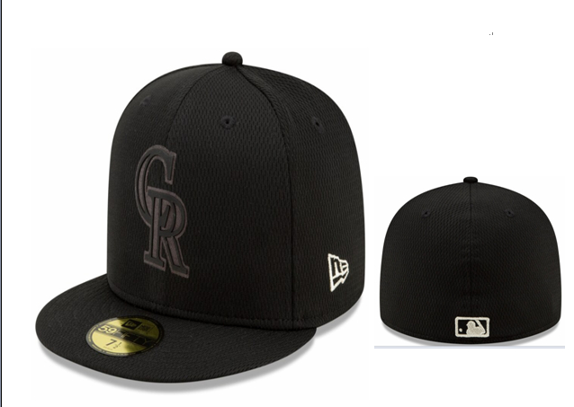 Rockies Team Logo Black Fitted Hat LX