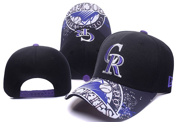 Rockies Team Logo Black Snapback Adjustable Hat