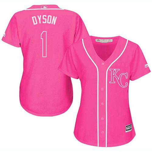 Royals #1 Jarrod Dyson Pink Fashion Women's Stitched MLB Jersey Royals #1 Jarrod Dyson Pink Fashion Women's Stitched MLB Jersey