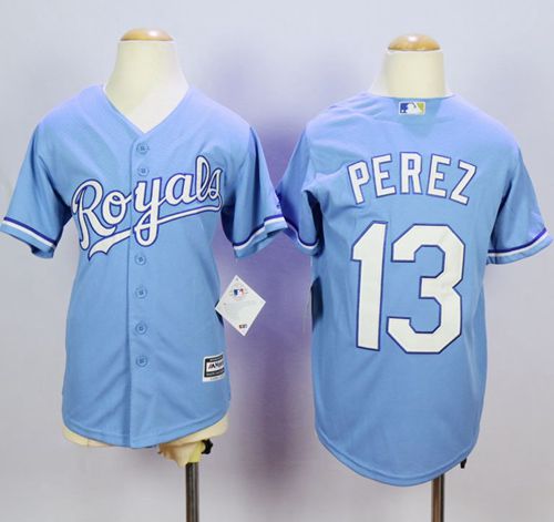 Royals #13 Salvador Perez Light Blue Cool Base Alternate 1 Stitched Youth MLB Jersey Royals #13 Salvador Perez Light Blue Cool Base Alternate 1 Stitched Youth MLB Jersey
