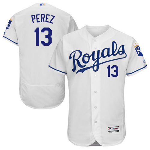 Royals #13 Salvador Perez White Flexbase Authentic Collection Stitched MLB Jersey