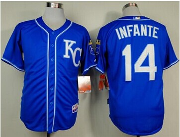 Royals #14 Omar Infante Light Blue Alternate 2 Cool Base Stitched Baseball Jersey
