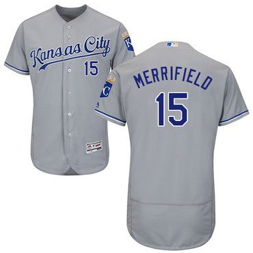 Royals #15 Whit Merrifield Grey Flexbase Authentic Collection Stitched Baseball Jersey