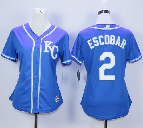 Royals #2 Alcides Escobar Blue Alternate 2 Women's Stitched MLB Jersey Royals #2 Alcides Escobar Blue Alternate 2 Women's Stitched MLB Jersey