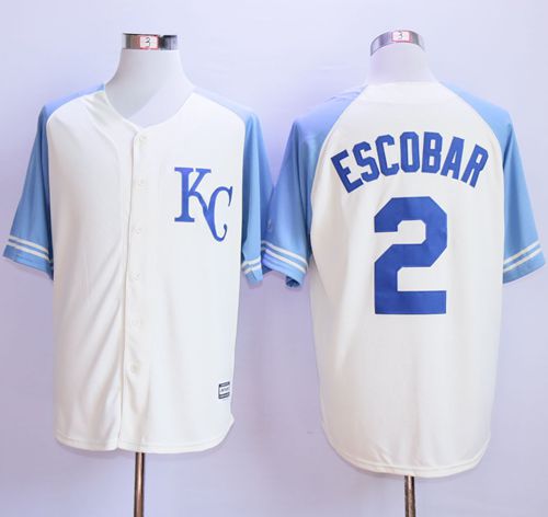 Royals #2 Alcides Escobar Cream Exclusive Vintage Stitched MLB jerseys