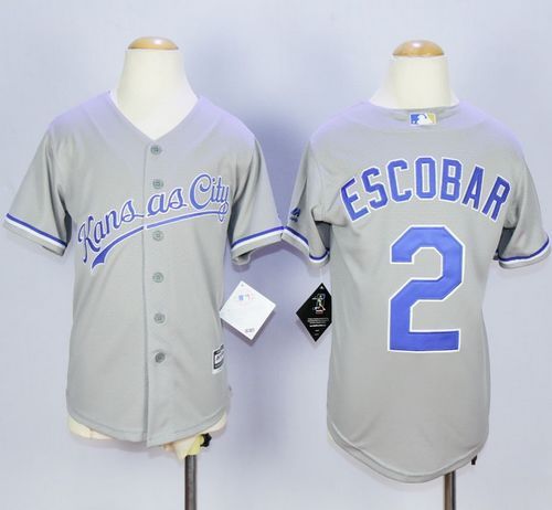 Royals #2 Alcides Escobar Grey Cool Base Stitched Youth MLB Jersey Royals #2 Alcides Escobar Grey Cool Base Stitched Youth MLB Jersey