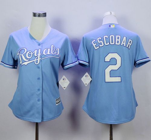 Royals #2 Alcides Escobar Light Blue Home Women's Stitched MLB jerseys Royals #2 Alcides Escobar Light Blue Home Women's Stitched MLB jerseys