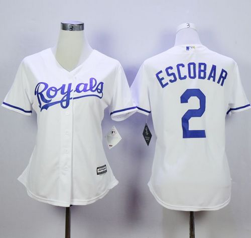 Royals #2 Alcides Escobar White Home Women's Stitched MLB jerseys Royals #2 Alcides Escobar White Home Women's Stitched MLB jerseys