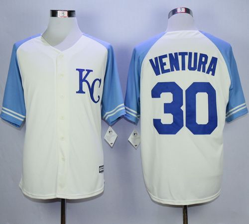 Royals #30 Yordano Ventura Cream Exclusive Vintage Stitched MLB jerseys