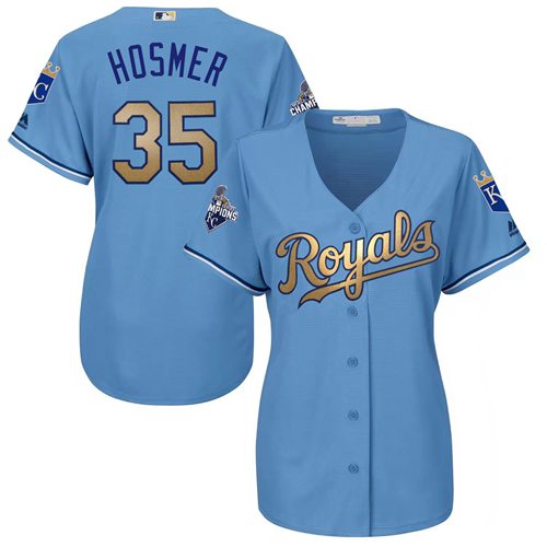 Royals #35 Eric Hosmer Light Blue Women's 2015 World Series Champions Gold Program Cool Base Stitched MLB Jersey Royals #35 Eric Hosmer Light Blue Women's 2015 World Series Champions Gold Program Cool Base Stitched MLB Jersey