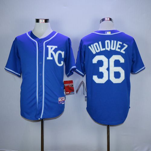 Royals #36 Edinson Volquez Blue Alternate 2 Cool Base Stitched MLB jerseys