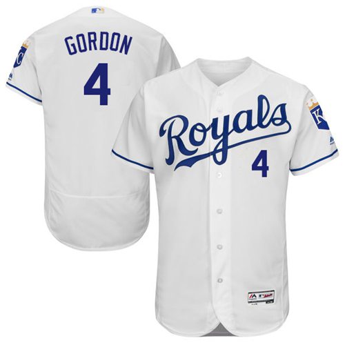 Royals #4 Alex Gordon White Flexbase Authentic Collection Stitched MLB Jersey