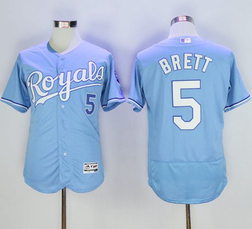 Royals #5 George Brett Light Blue Flexbase Authentic Collection Stitched MLB Jersey