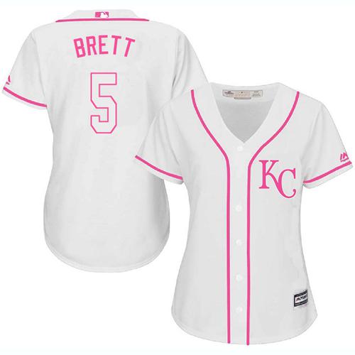 Royals #5 George Brett White Pink Fashion Women's Stitched MLB Jersey Royals #5 George Brett White Pink Fashion Women's Stitched MLB Jersey