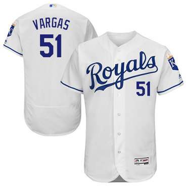 Royals #51 Jason Vargas White Flexbase Authentic Collection Stitched MLB Jersey