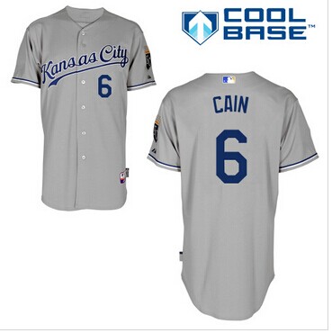 Royals #6 Lorenzo Cain Grey Cool Base Stitched Baseball Jersey