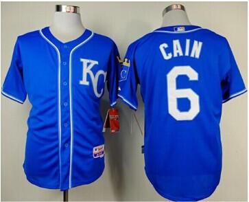 Royals #6 Lorenzo Cain Light Blue Alternate 2 Cool Base Stitched Baseball Jersey