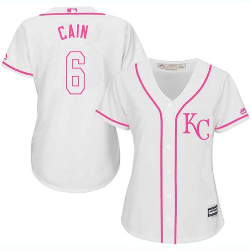 Royals #6 Lorenzo Cain White Pink Fashion Women's Stitched MLB Jersey Royals #6 Lorenzo Cain White Pink Fashion Women's Stitched MLB Jersey