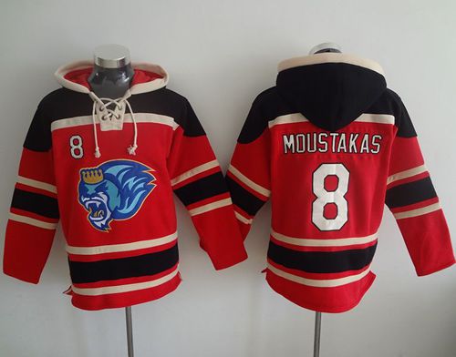 Royals #8 Mike Moustakas Red Sawyer Hooded Sweatshirt MLB goodie