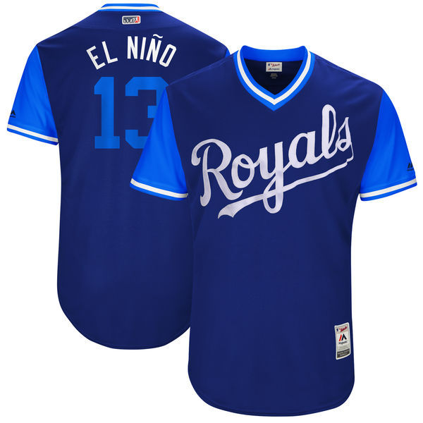 Royals 13 Salvador Perez El Nino Majestic Royal 2017 Players Weekend Jersey