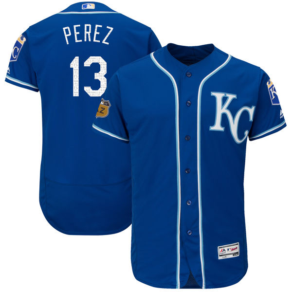 Royals 13 Salvador Perez Royal 2017 Spring Training Flexbase Jersey