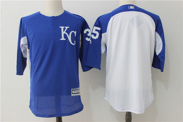 Royals 35 Eric Hosmer Royal White Authentic Collection On-Field 3 -4 Sleeve Batting Practice Jersey