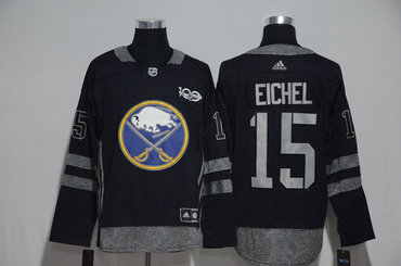 Sabres 15 Jack Eichel Black 1917-2017 100th Anniversary Adidas Jersey