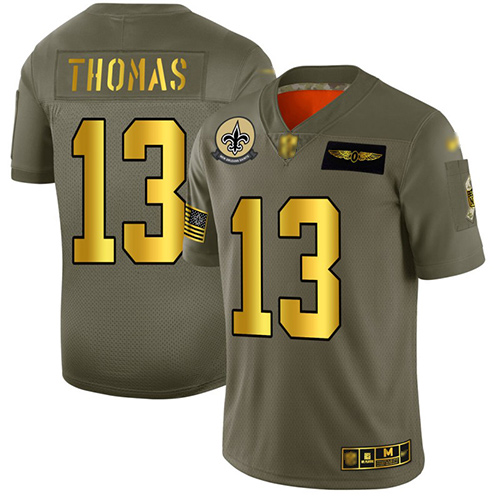 Saints #13 Michael Thomas Camo Gold Men's Stitched Football Limited 2019 Salute To Service Jersey
